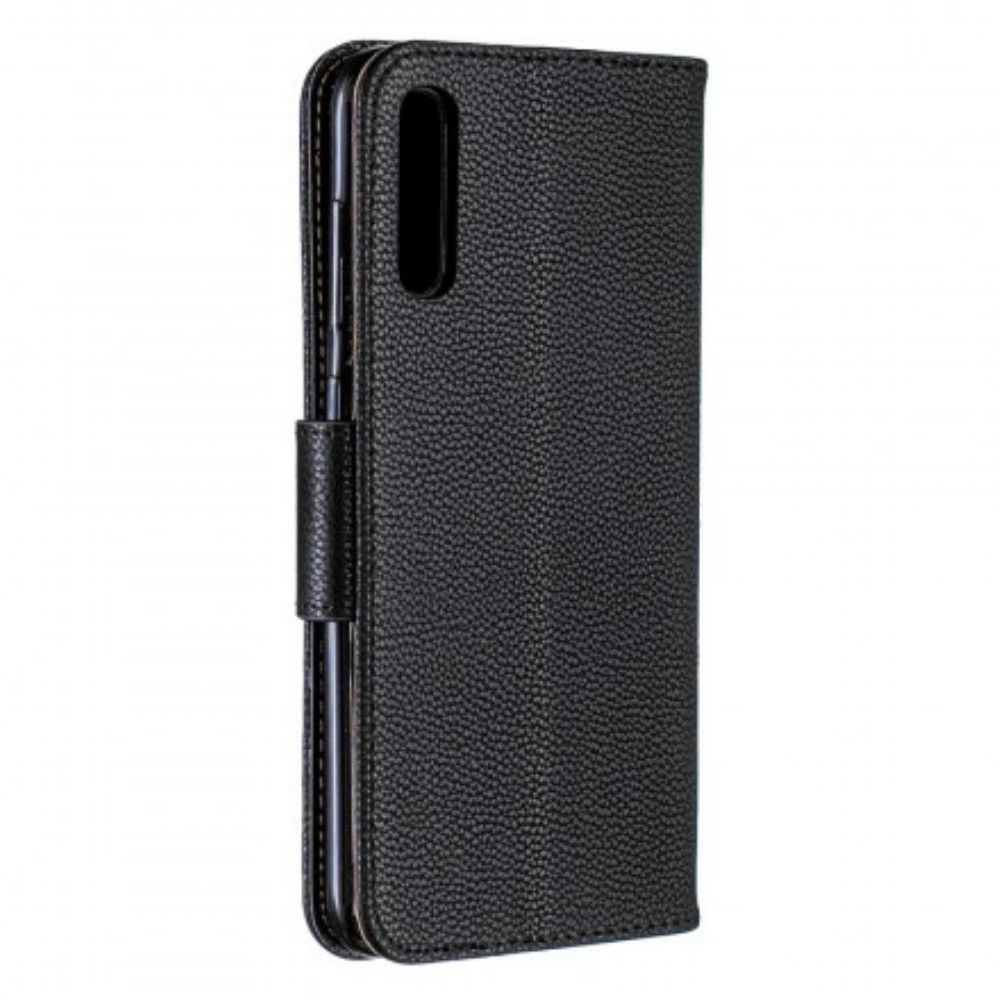 Leren Hoesje voor Samsung Galaxy A70 Folio-hoesje Litchi Flap Schuin