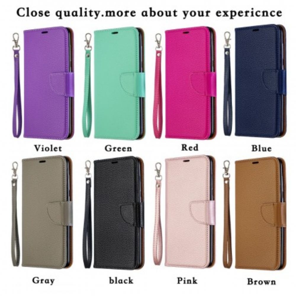 Leren Hoesje voor Samsung Galaxy A70 Folio-hoesje Litchi Flap Schuin