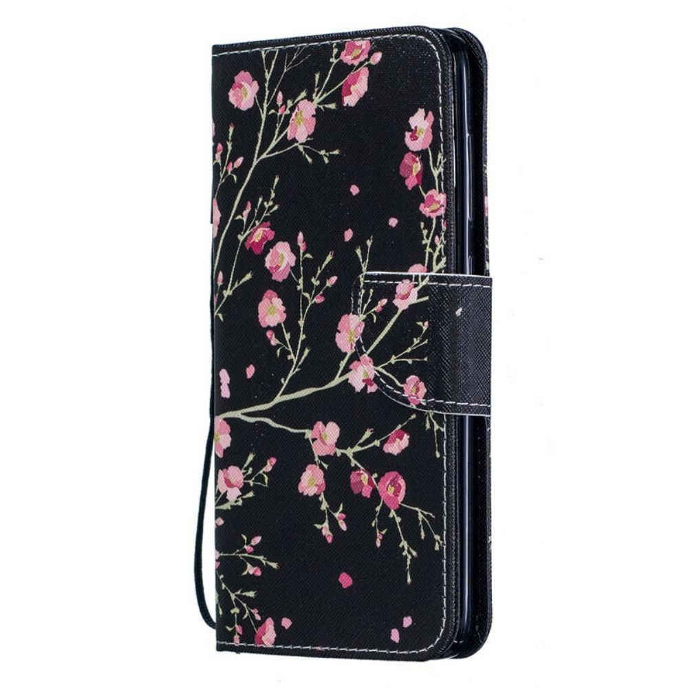 Leren Hoesje voor Samsung Galaxy A70 Met Ketting Bloemen Met Afneembare Riem