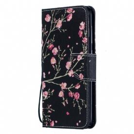 Leren Hoesje voor Samsung Galaxy A70 Met Ketting Bloemen Met Afneembare Riem