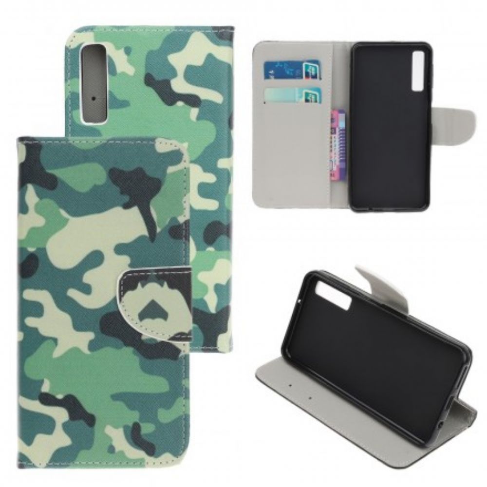 Leren Hoesje voor Samsung Galaxy A70 Militaire Camouflage