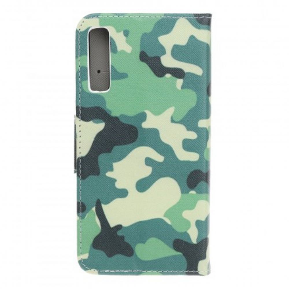 Leren Hoesje voor Samsung Galaxy A70 Militaire Camouflage