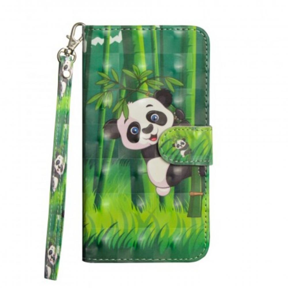 Leren Hoesje voor Samsung Galaxy A70 Panda En Bamboe