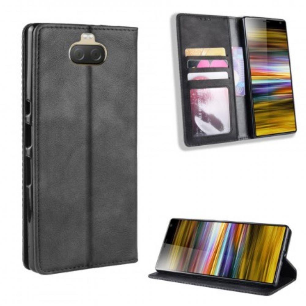 Bescherming Hoesje voor Sony Xperia 10 Plus Folio-hoesje Uni Vintage Kunstleer