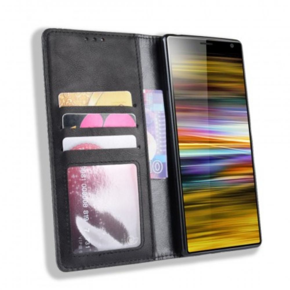 Bescherming Hoesje voor Sony Xperia 10 Plus Folio-hoesje Uni Vintage Kunstleer