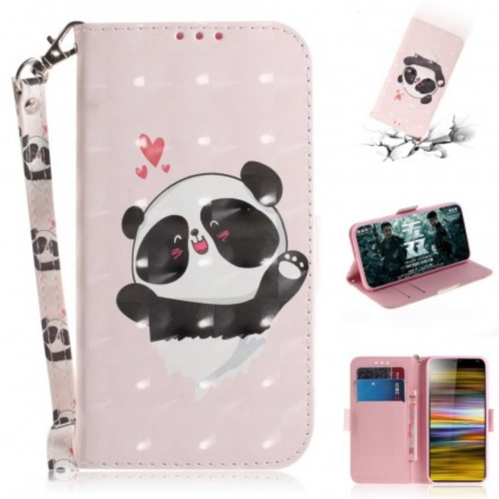 Folio-hoesje voor Sony Xperia 10 Plus Met Ketting Pandaliefde Met Riem