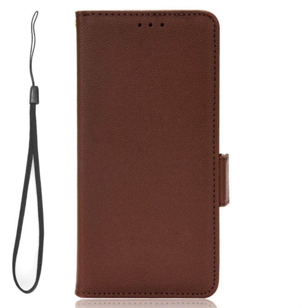 Bescherming Hoesje voor Xiaomi 12T / 12T Pro Folio-hoesje Leereffect Met Riem