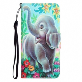 Folio-hoesje voor Xiaomi 12T / 12T Pro Met Ketting Don't Touch Me Olifant Met Riem