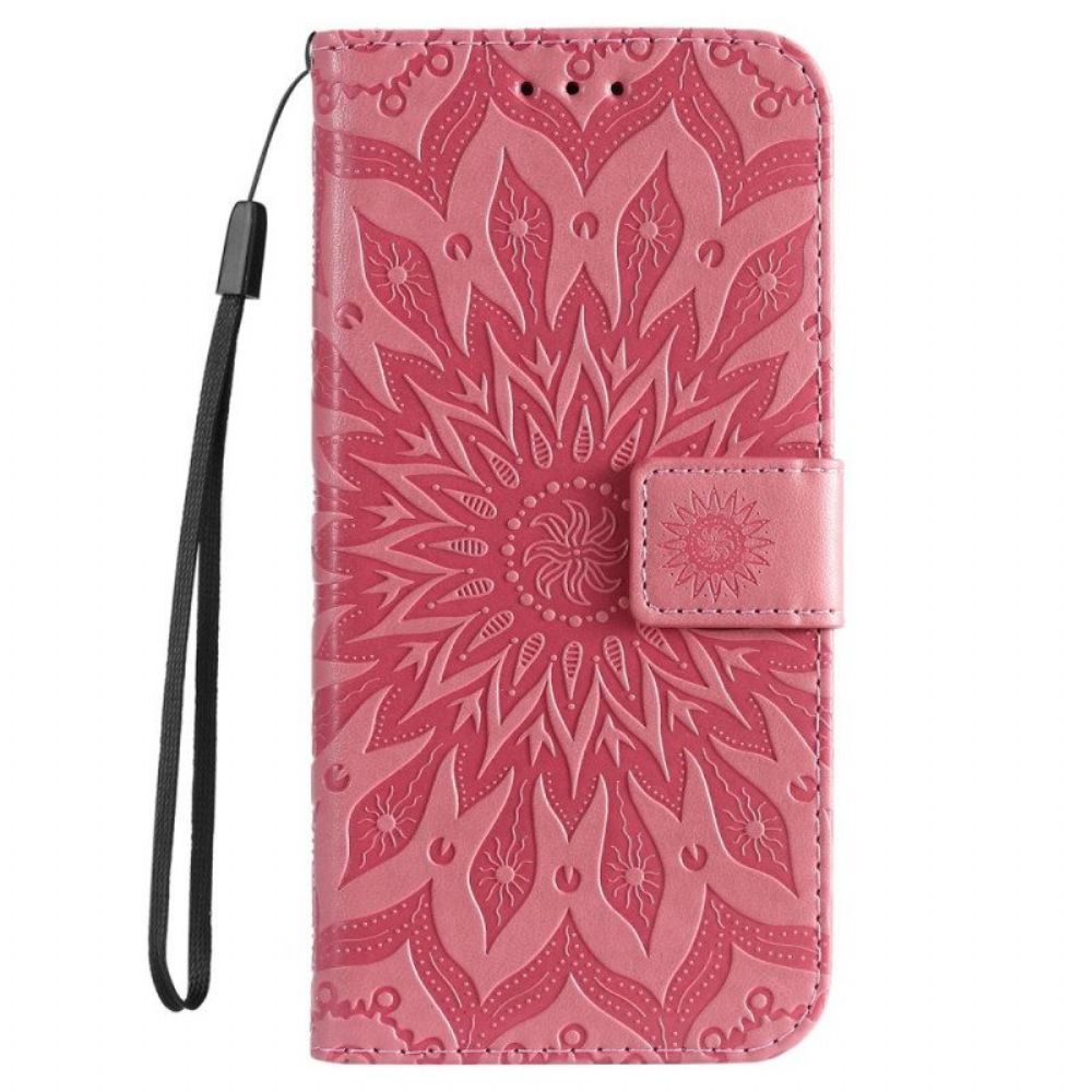 Folio-hoesje voor Xiaomi 12T / 12T Pro Met Ketting Strappy Zon Mandala