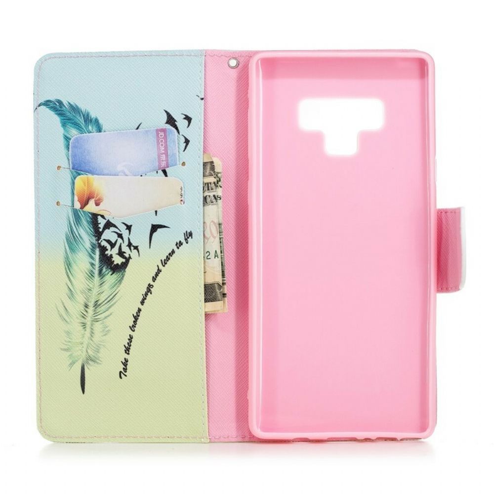 Flip Case voor Samsung Galaxy Note 9 Leren Vliegen