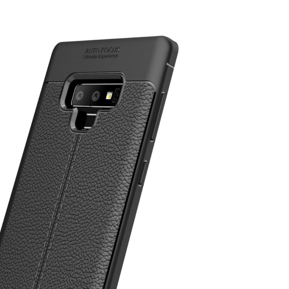 Hoesje voor Samsung Galaxy Note 9 Dubbele Lijn Litchi Leder Effect