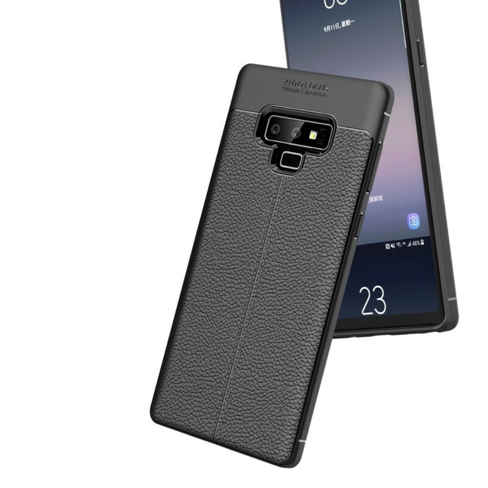 Hoesje voor Samsung Galaxy Note 9 Dubbele Lijn Litchi Leder Effect