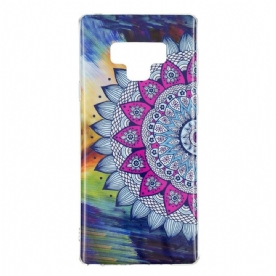 Hoesje voor Samsung Galaxy Note 9 Fluorescerende Mandala Uil