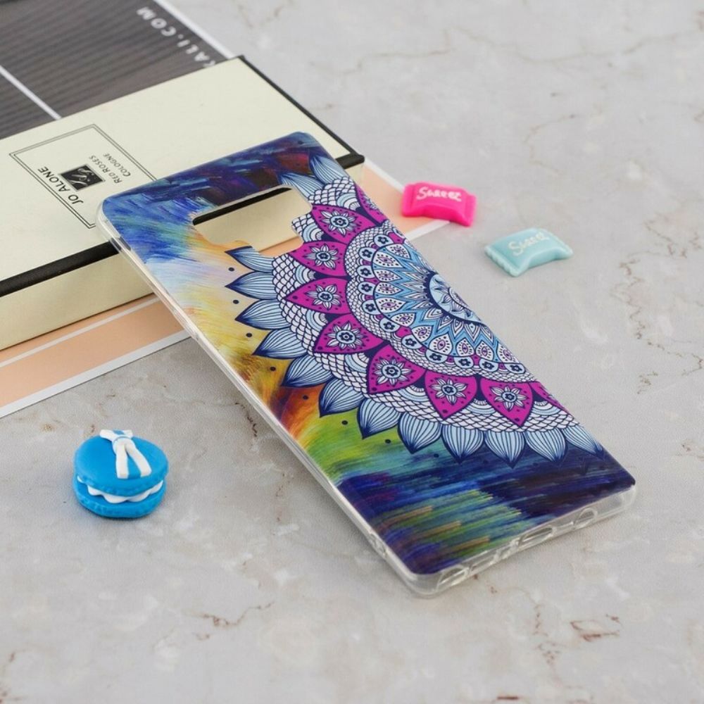 Hoesje voor Samsung Galaxy Note 9 Fluorescerende Mandala Uil