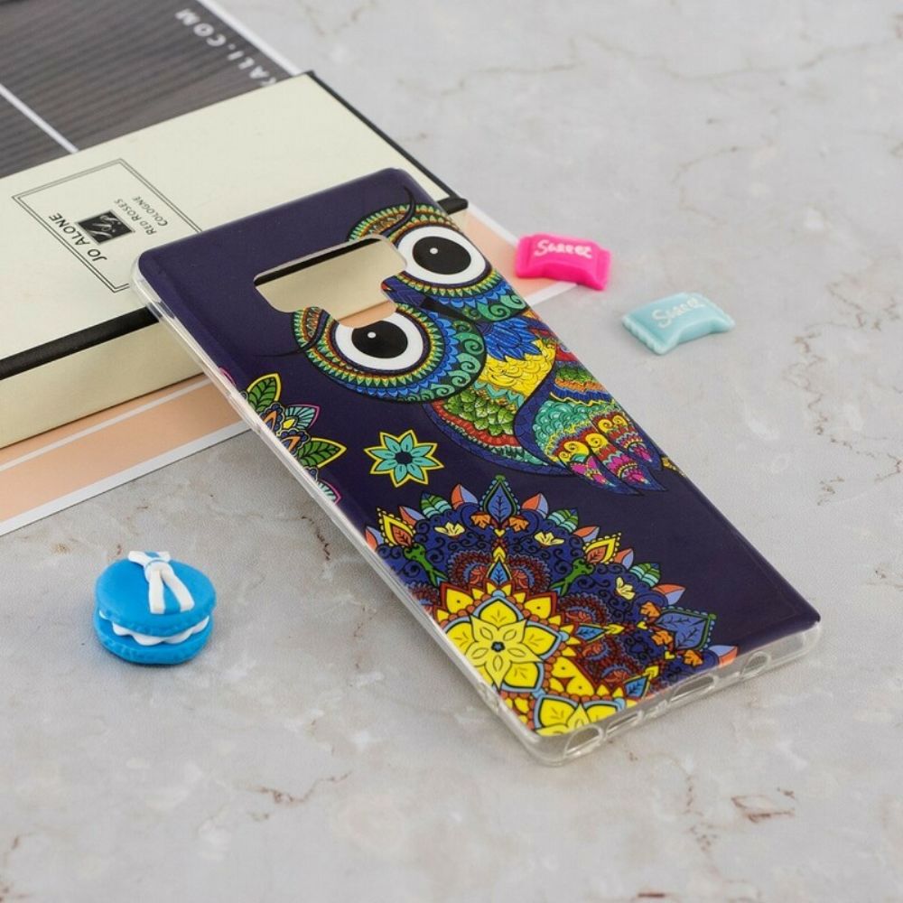 Hoesje voor Samsung Galaxy Note 9 Fluorescerende Uil Mandala