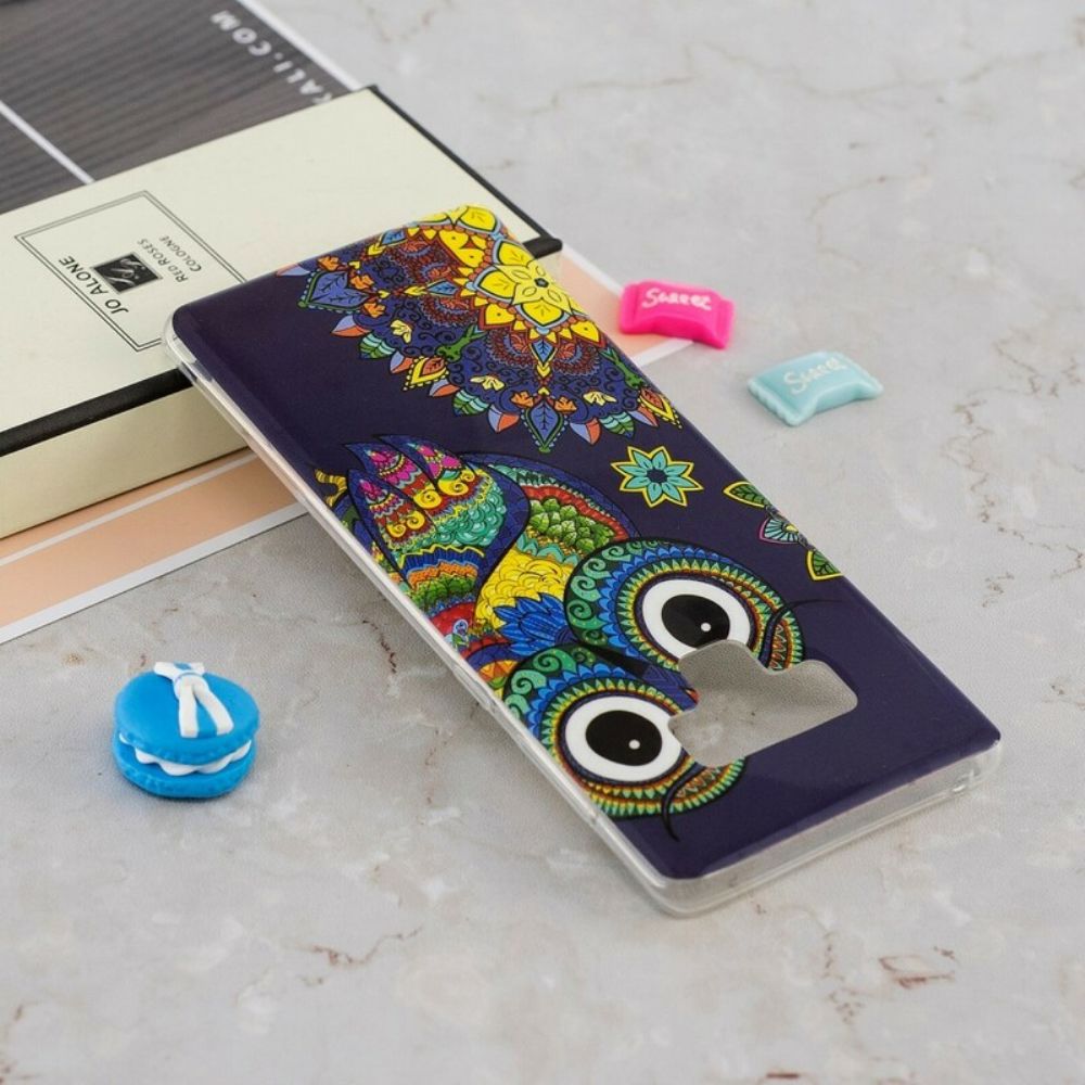 Hoesje voor Samsung Galaxy Note 9 Fluorescerende Uil Mandala