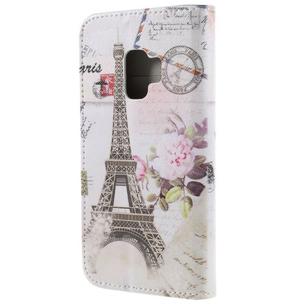 Flip Case voor Samsung Galaxy S9 Retro Eiffeltoren