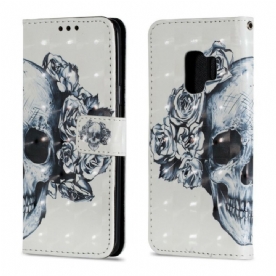 Folio-hoesje voor Samsung Galaxy S9 3d Bloemenschedel