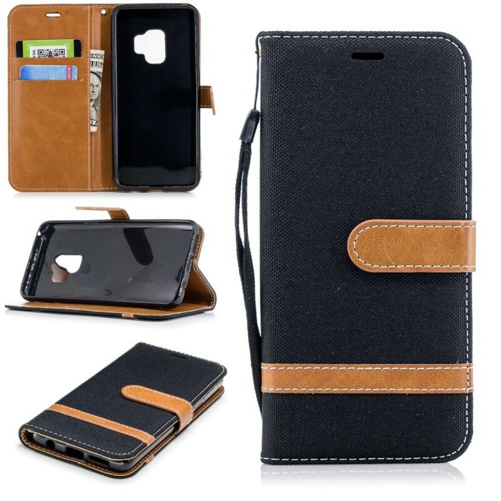 Folio-hoesje voor Samsung Galaxy S9 Met Ketting Stof En Lederlook Band