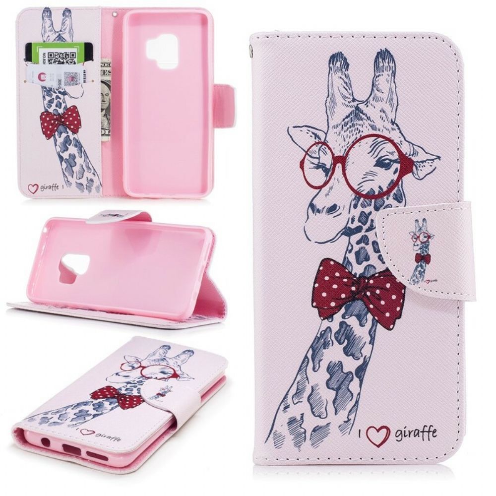 Folio-hoesje voor Samsung Galaxy S9 Nerdy Giraf