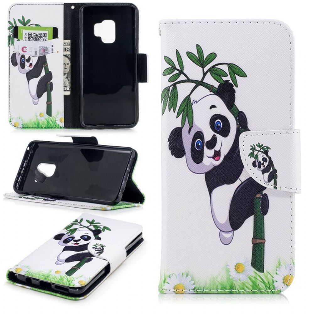 Folio-hoesje voor Samsung Galaxy S9 Panda Op Bamboe