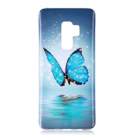 Hoesje voor Samsung Galaxy S9 Fluorescerende Blauwe Vlinder