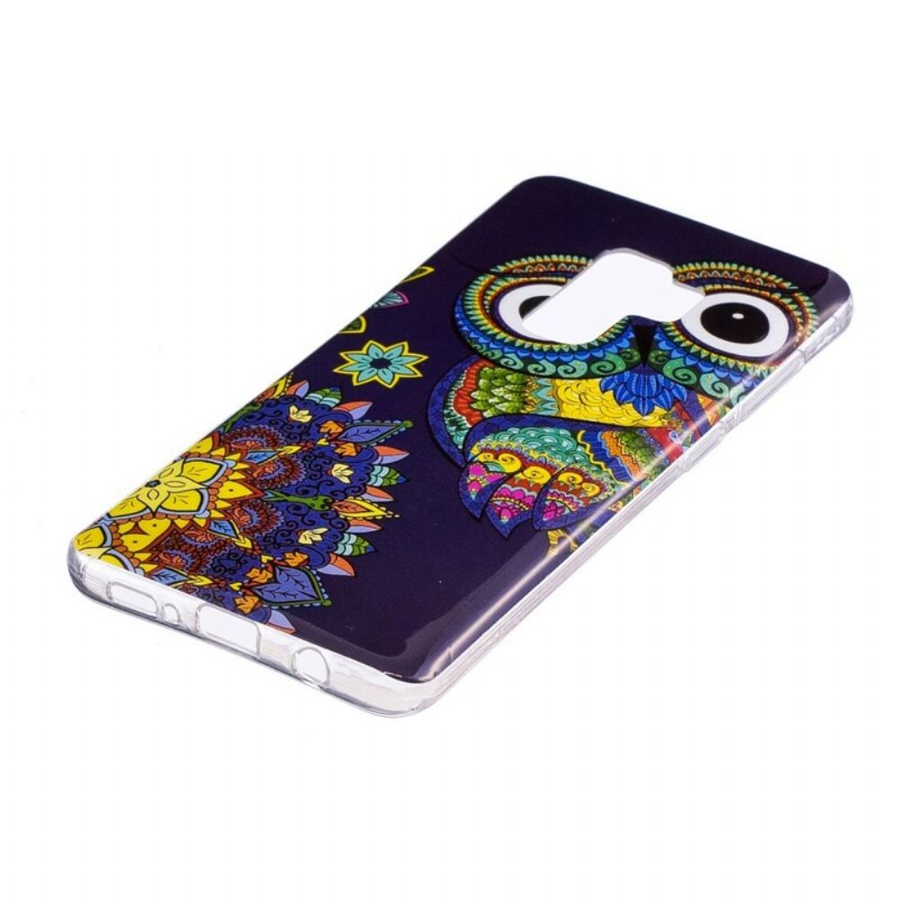 Hoesje voor Samsung Galaxy S9 Fluorescerende Uil Mandala