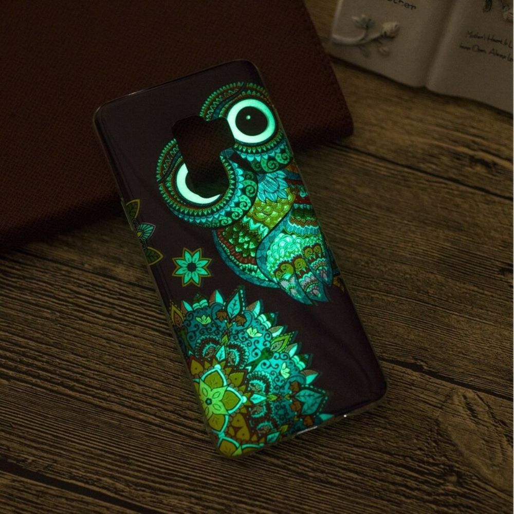 Hoesje voor Samsung Galaxy S9 Fluorescerende Uil Mandala