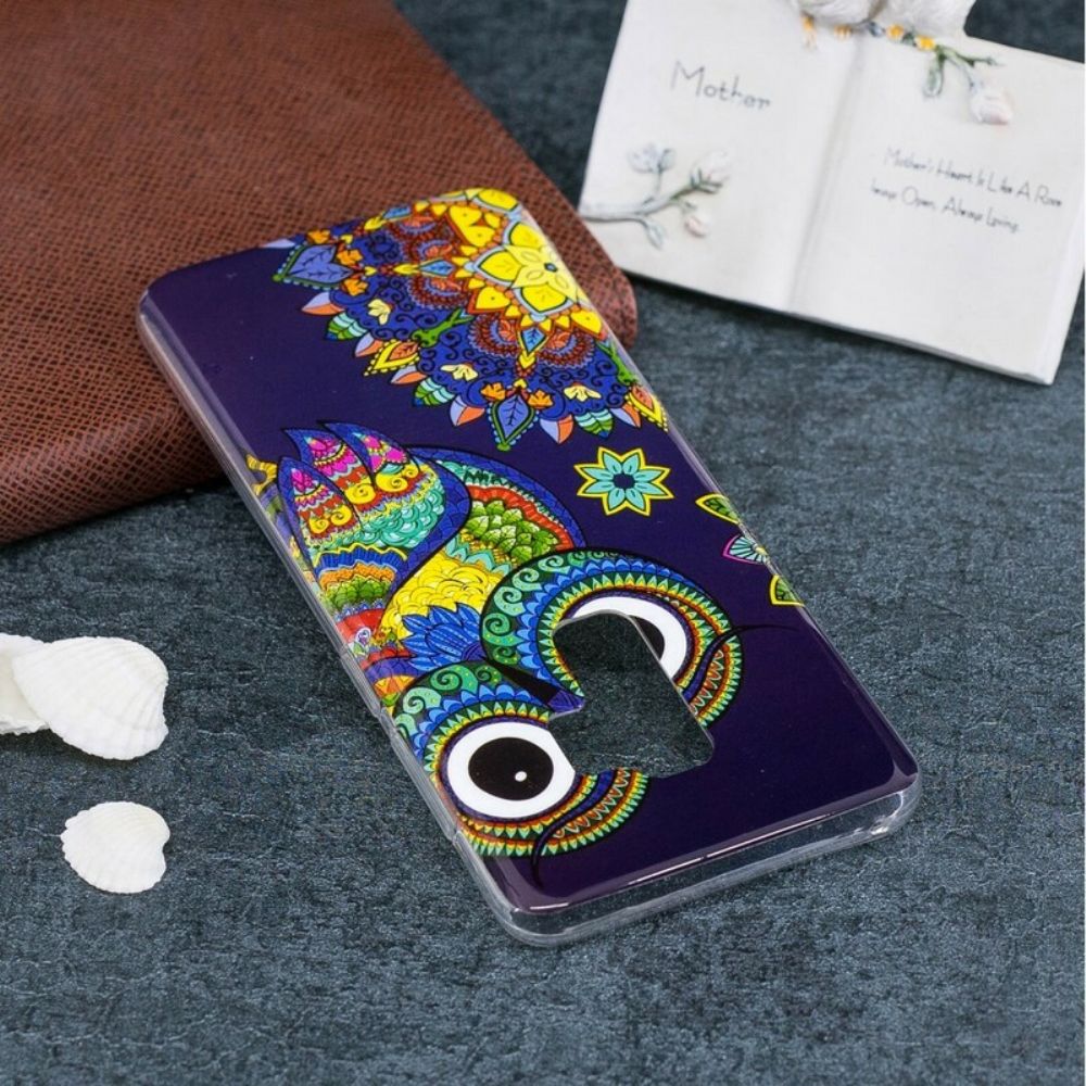 Hoesje voor Samsung Galaxy S9 Fluorescerende Uil Mandala