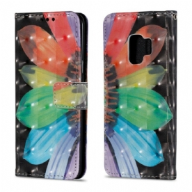 Leren Hoesje voor Samsung Galaxy S9 Geschilderde Bloem