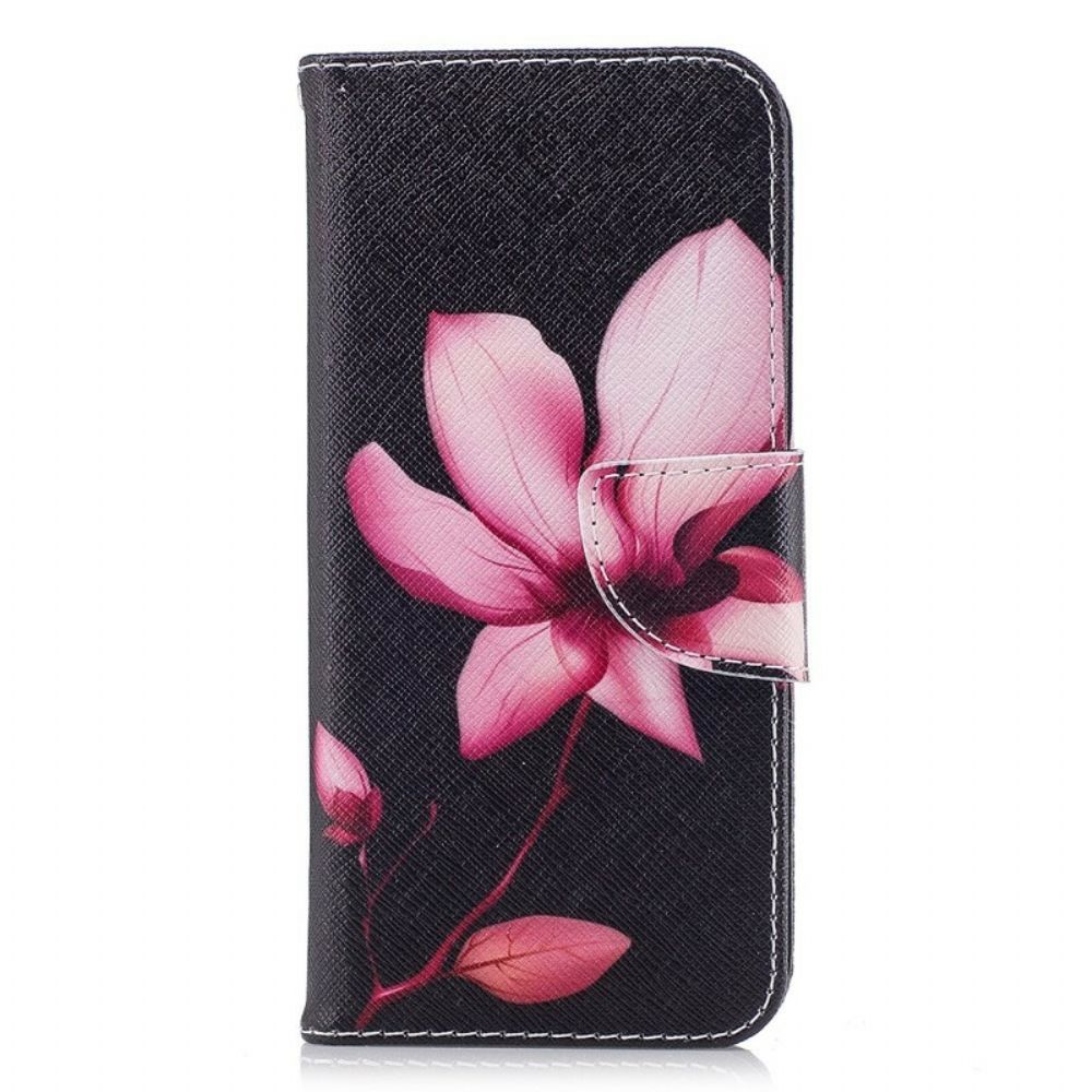 Leren Hoesje voor Samsung Galaxy S9 Roze Bloem