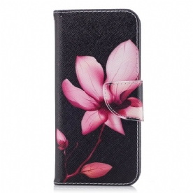 Leren Hoesje voor Samsung Galaxy S9 Roze Bloem