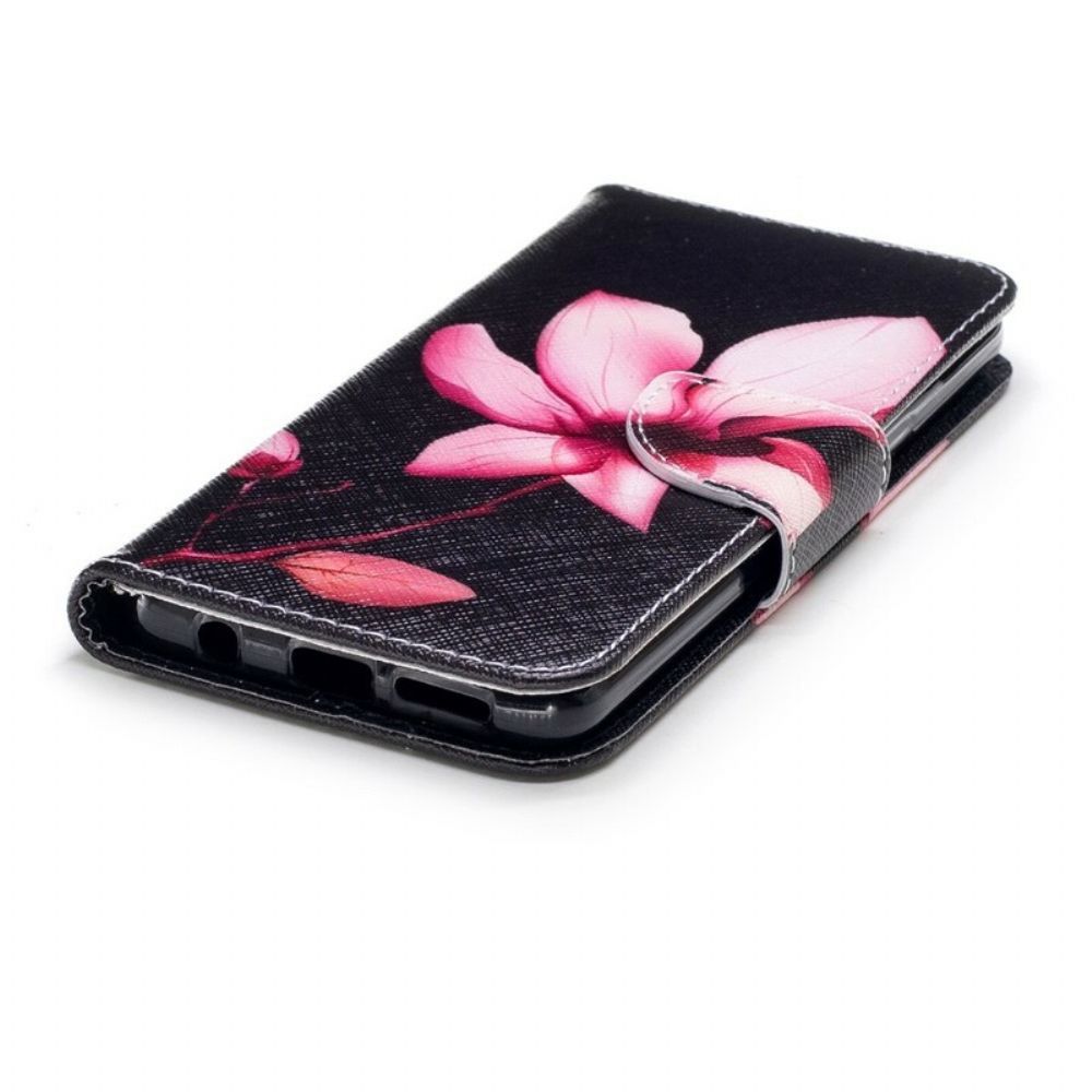 Leren Hoesje voor Samsung Galaxy S9 Roze Bloem