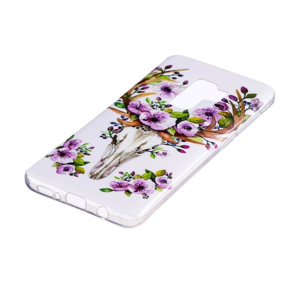 Telefoonhoesje voor Samsung Galaxy S9 Fluorescerende Eland Met Bloemen