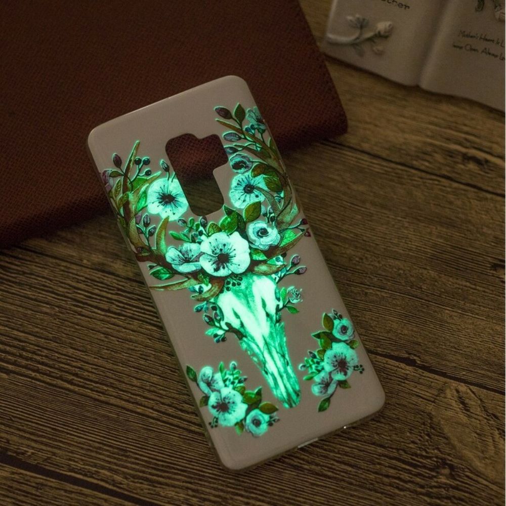 Telefoonhoesje voor Samsung Galaxy S9 Fluorescerende Eland Met Bloemen