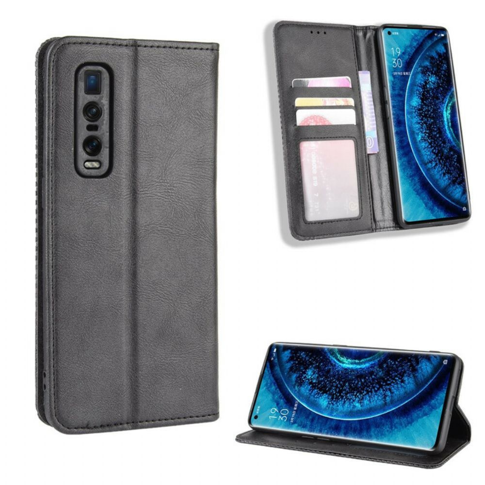 Bescherming Hoesje voor Oppo Find X2 Pro Folio-hoesje Gestyled Vintage Leereffect