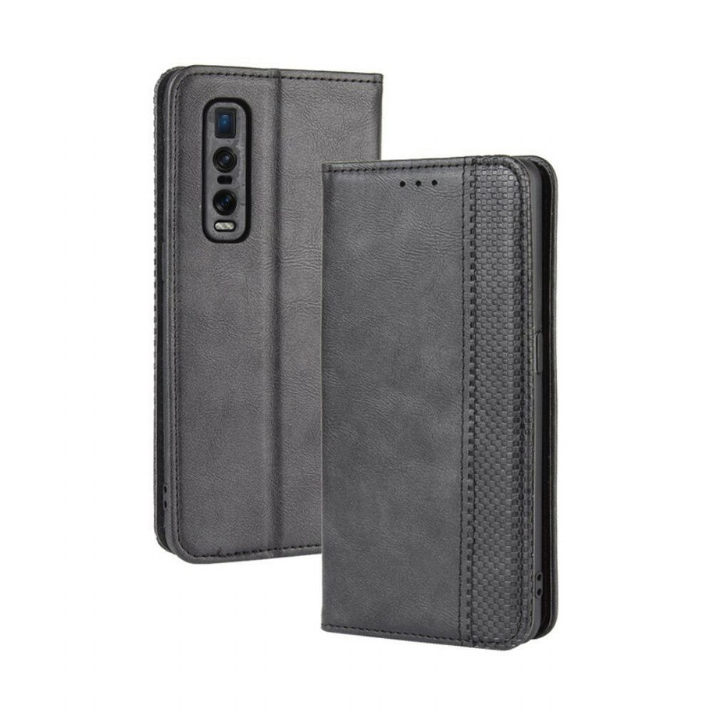 Bescherming Hoesje voor Oppo Find X2 Pro Folio-hoesje Gestyled Vintage Leereffect