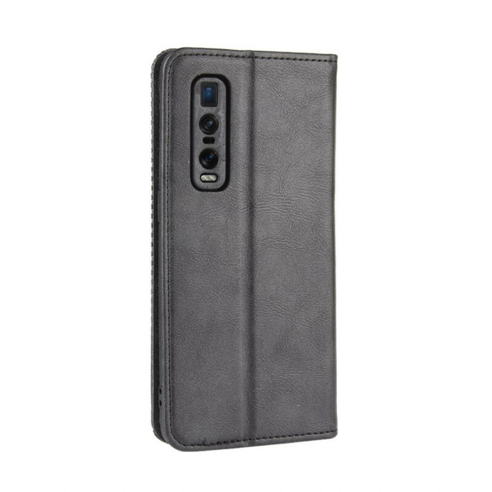 Bescherming Hoesje voor Oppo Find X2 Pro Folio-hoesje Gestyled Vintage Leereffect