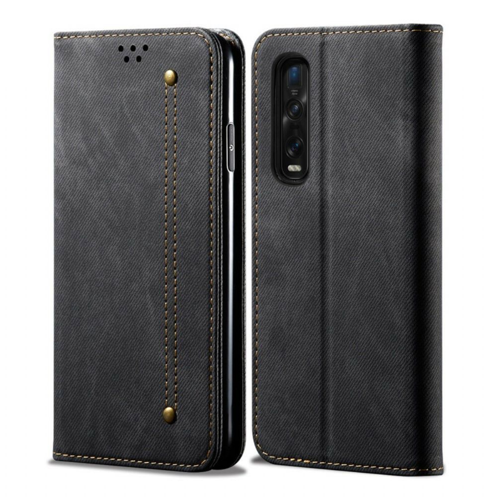 Bescherming Hoesje voor Oppo Find X2 Pro Folio-hoesje Imitatieleer Jeanstextuur