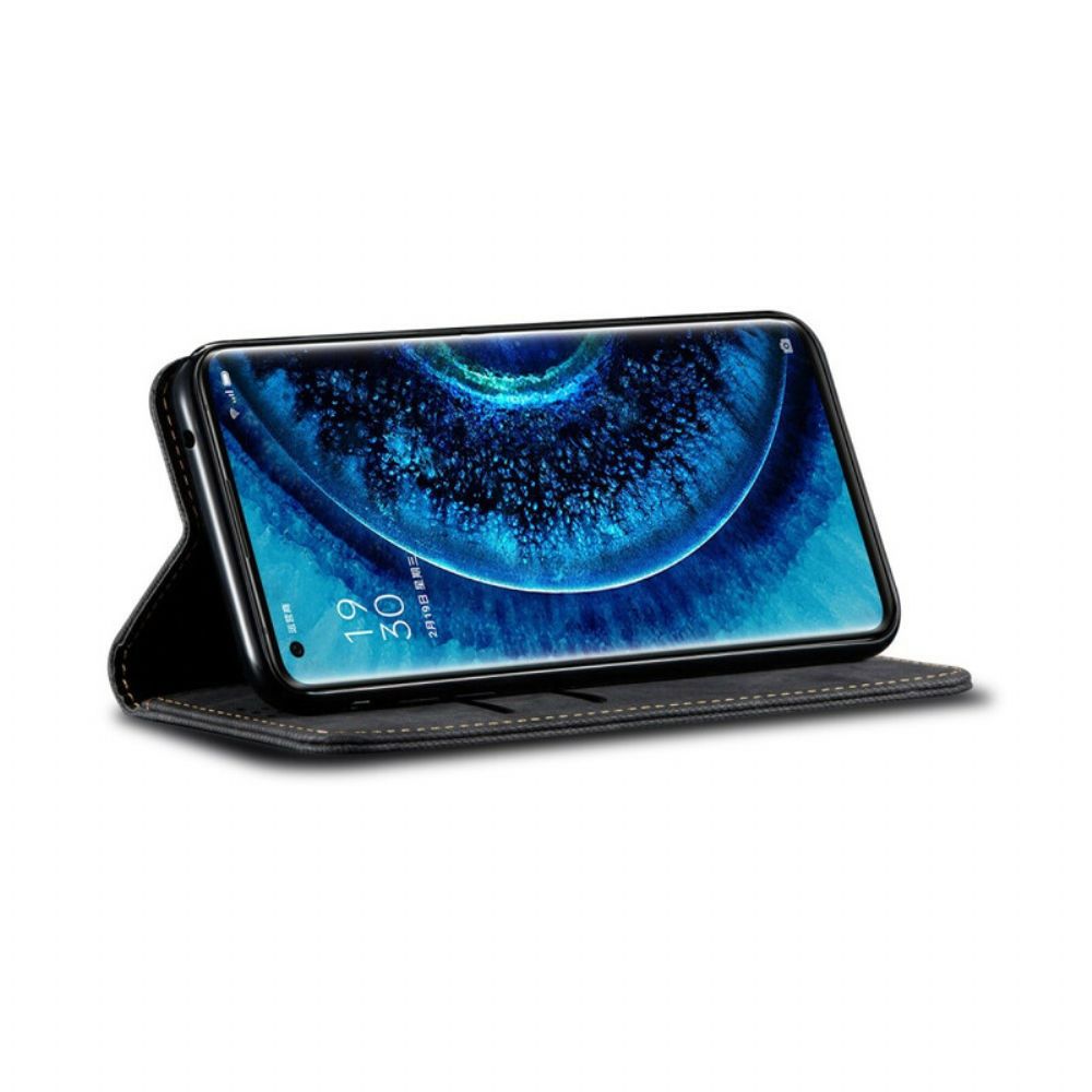 Bescherming Hoesje voor Oppo Find X2 Pro Folio-hoesje Imitatieleer Jeanstextuur