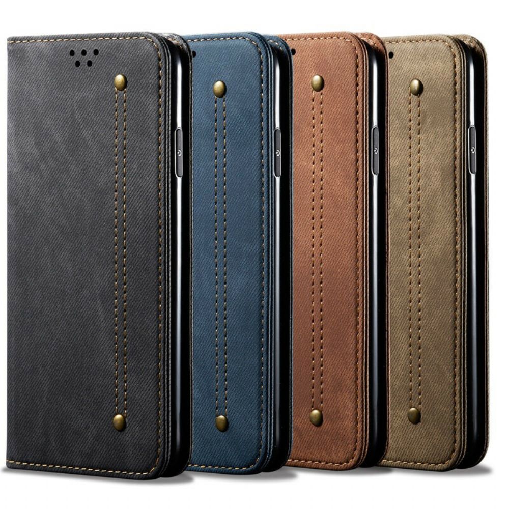 Bescherming Hoesje voor Oppo Find X2 Pro Folio-hoesje Imitatieleer Jeanstextuur