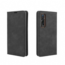 Bescherming Hoesje voor Oppo Find X2 Pro Folio-hoesje Zacht Leereffect