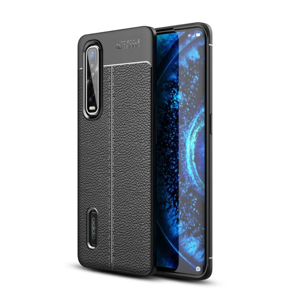 Hoesje voor Oppo Find X2 Pro Dubbele Lijn Litchi Leder Effect