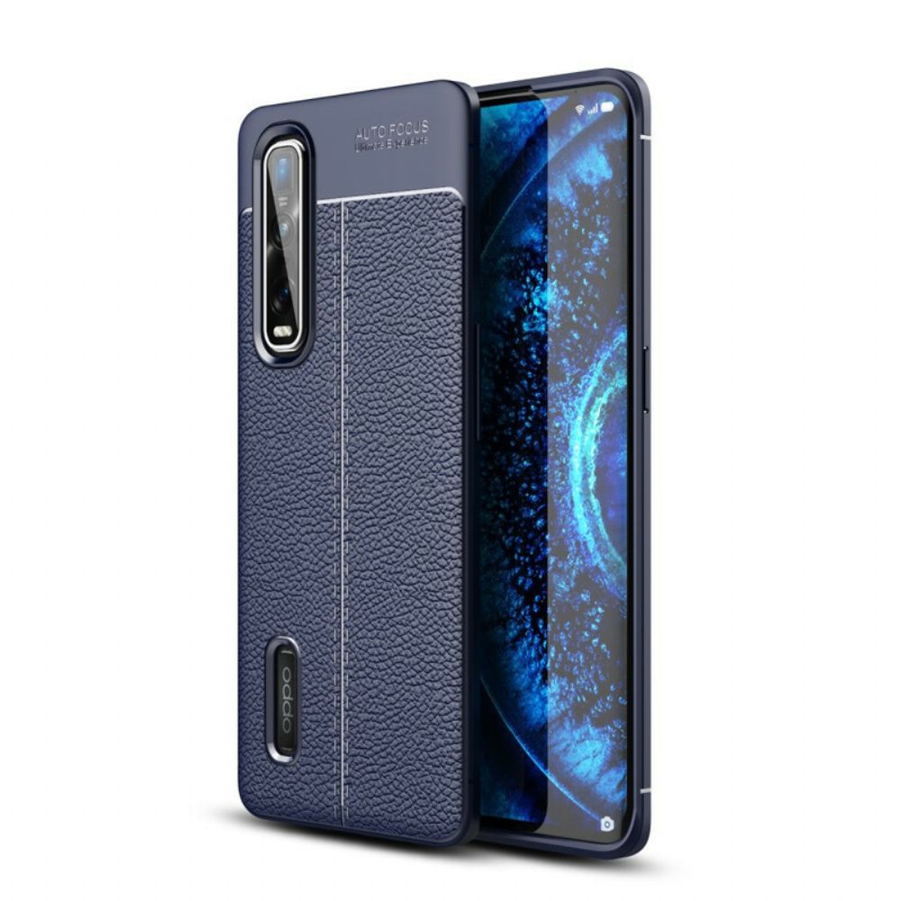 Hoesje voor Oppo Find X2 Pro Dubbele Lijn Litchi Leder Effect