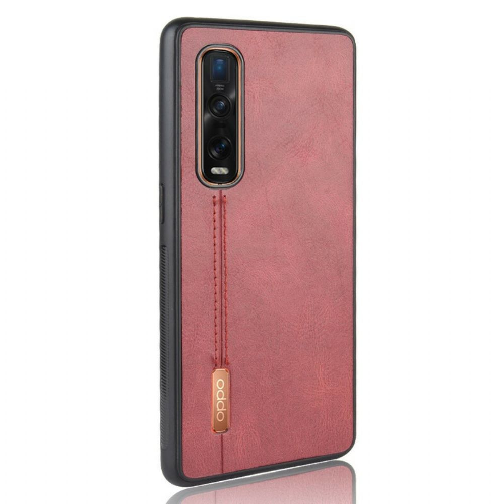 Hoesje voor Oppo Find X2 Pro Naad Leereffect