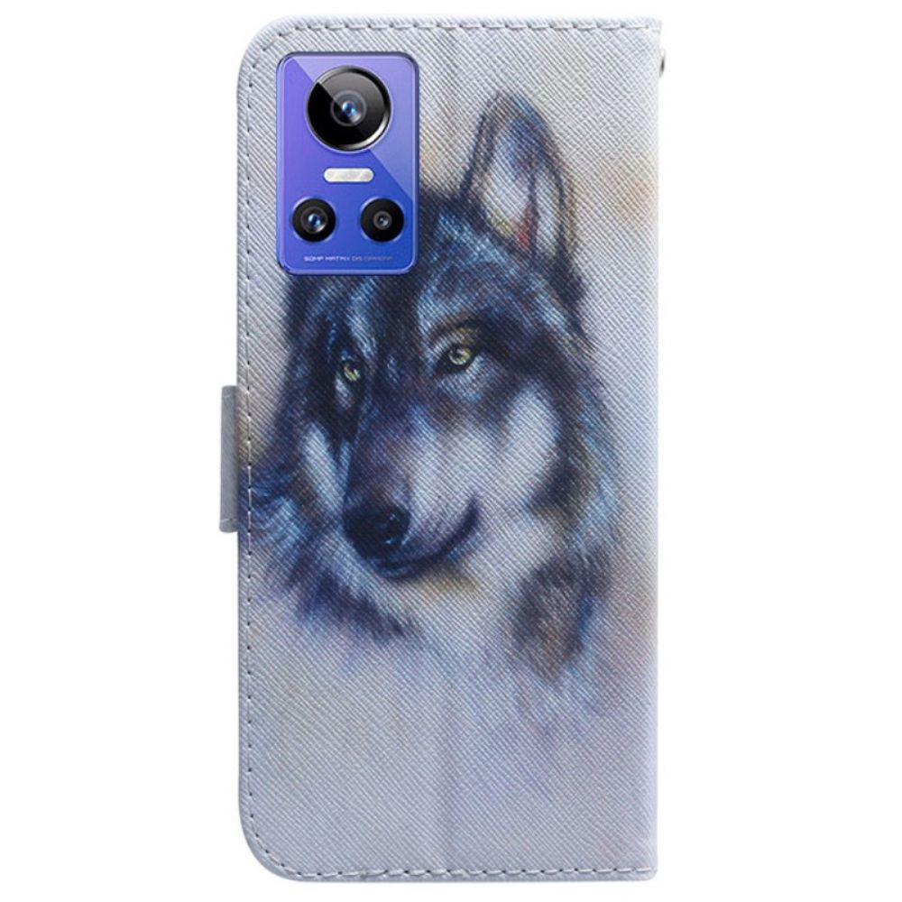 Folio-hoesje voor Realme GT Neo 3 Sneeuwwolf