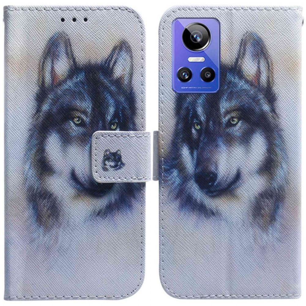 Folio-hoesje voor Realme GT Neo 3 Sneeuwwolf