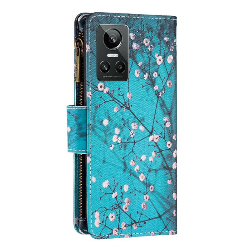 Leren Hoesje voor Realme GT Neo 3 Middernacht Bloemen