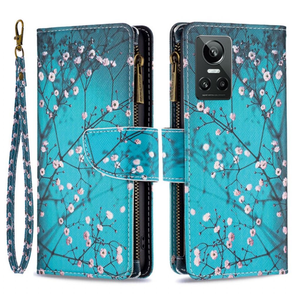 Leren Hoesje voor Realme GT Neo 3 Middernacht Bloemen