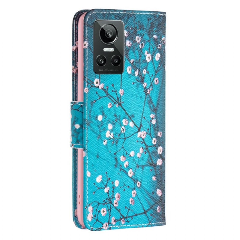 Leren Hoesje voor Realme GT Neo 3 Veelkleurige Zonnebloem